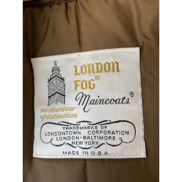 VTG London Fog Mens Trench Over Coat Zip Liner Size 44R USA Tan Pockets  8552 - Picture 4 of 11